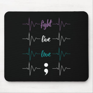 Kampf Live-Liebe Semicolon Heartbeat Suicide Aware Mousepad