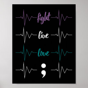 Kampf Live-Liebe Semicolon Heartbeat Suicide Aware Poster