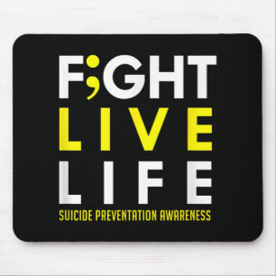 Kampf Live Life Semicolon Mental Health Awareness Mousepad