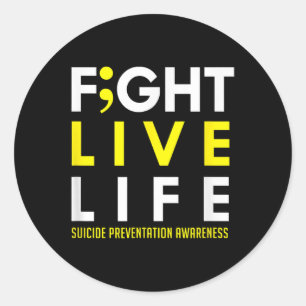 Kampf Live Life Semicolon Mental Health Awareness Runder Aufkleber