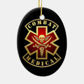 Kampf Medizinischer Schädel und Schwerter Cross Pa Keramik Ornament (Hinten)