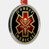 Kampf Medizinischer Schädel und Schwerter Cross Pa Silbernes Ornament (Rechts)