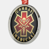 Kampf Medizinischer Schädel und Schwerter Cross Pa Silbernes Ornament (Links)