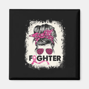 Kampf Messy Bun Breast Cancer Awareness Pink War Magnet