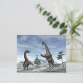 Kampf mit Saurus-Sauriern - 3D-Darstellung Postkarte (Stehend Vorderseite)