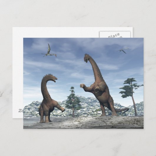 Kampf mit Saurus-Sauriern - 3D-Darstellung Postkarte (Vorne/Hinten)