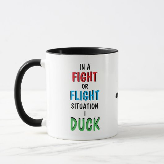 Kampf oder Flucht und Kaffee Lustiger Humor Becher Tasse (Links)
