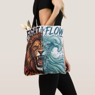 Kampf oder Fluss Löwe und Wasserwelle-Design Tasche