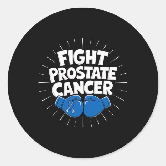 Kampf Prostatakrebs Blue Ribbon Boxing Prostate Runder Aufkleber (Vorderseite)