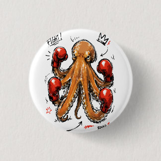 Kampf Runde 1 Boxen Oktopus – Fett Handgezeichnet Button
