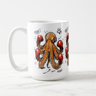 Kampf Runde 1 Boxen Oktopus – Fett Handgezeichnet Kaffeetasse