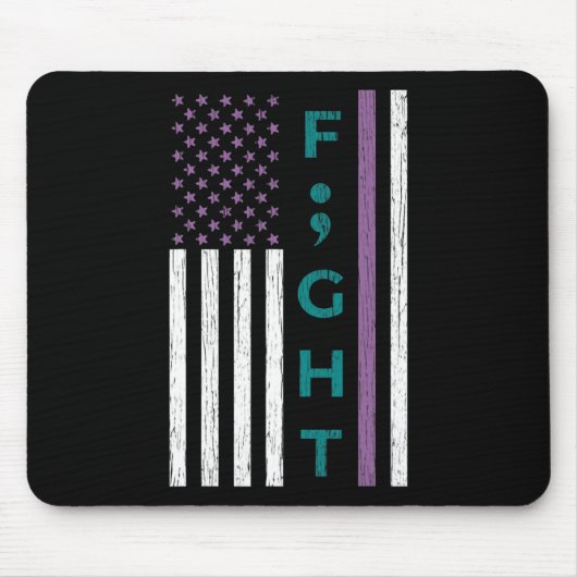 Kampf Semicolon Flag Suicide Bewusstsein Mentale H Mousepad (Vorne)