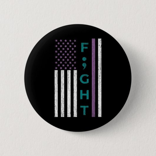 Kampf Semikolon-Flagge Suizid-Bewusstsein Psychisc Button (Vorderseite)
