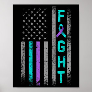 Kampf Suizidprävention Bewusstsein US American Fla Poster