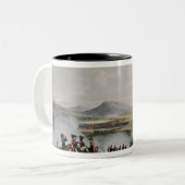 Kampf Talavera, graviert von Thomas Sutherland Zweifarbige Tasse (Vorderseite Links)