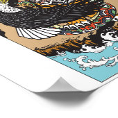 Kampf Tiger, Adler und Schlange. Grafik Poster (Ecke)