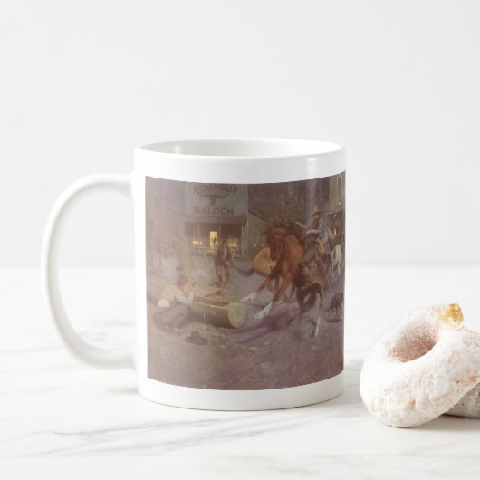 Kampf um Bill Gollings Roundup Saloon Kaffeetasse (Mit Donut)