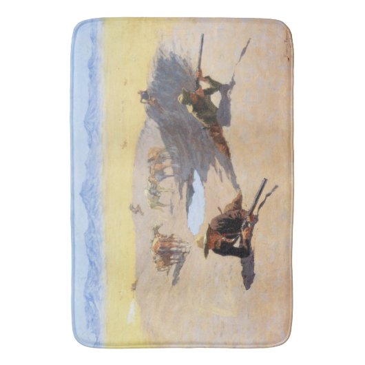 Kampf um das Wasserloch (von Frederic Remington) Badematte (Vorderseite Vertikal)