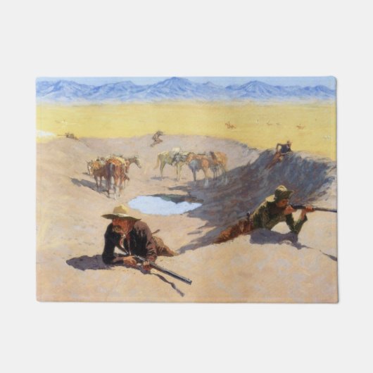 Kampf um das Wasserloch (von Frederic Remington) Fußmatte (Vorderseite)
