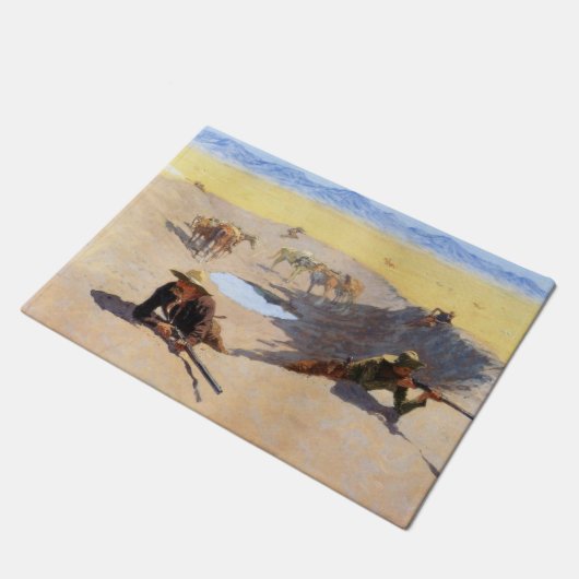 Kampf um das Wasserloch (von Frederic Remington) Fußmatte (Schrägansicht)