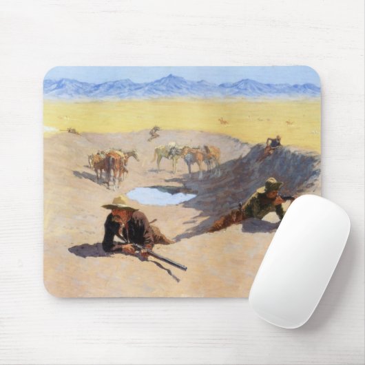 Kampf um das Wasserloch (von Frederic Remington) Mousepad (Mit Mouse)