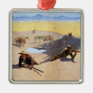 Kampf um das Wasserloch (von Frederic Remington) Ornament Aus Metall