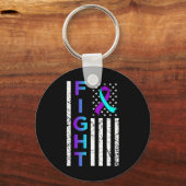 Kampf USA Flag Happy Suicide Awareness Support Gra Schlüsselanhänger (Vorderseite)