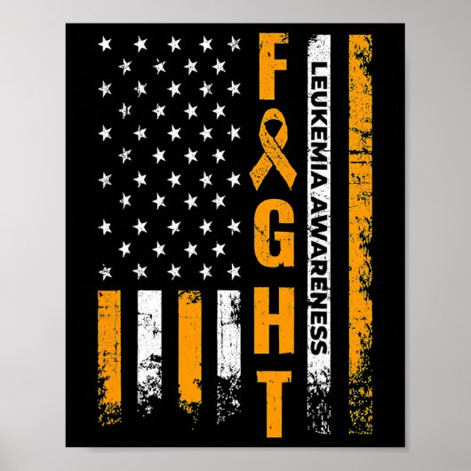 Kampf USA Flag Leukemia Awareness Cancer Survivor Poster (Vorne)