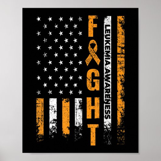 Kampf USA Flag Leukemia Awareness Cancer Survivor Poster (Vorne)
