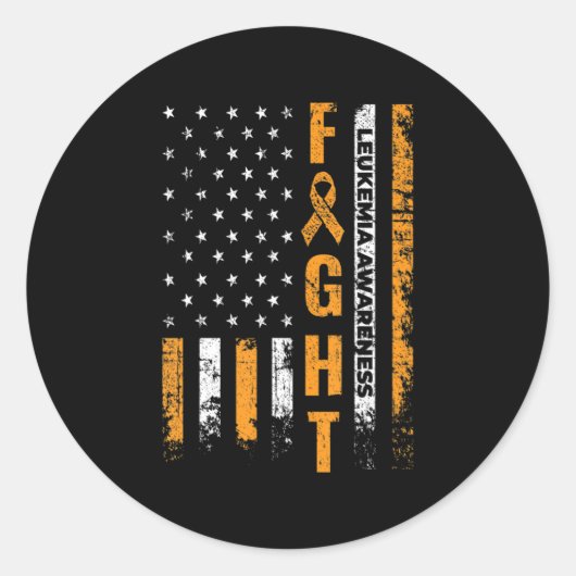 Kampf USA Flag Leukemia Awareness Cancer Survivor Runder Aufkleber (Vorderseite)