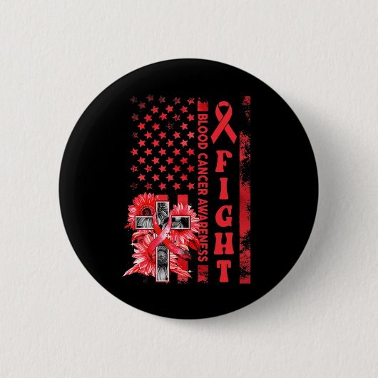 Kampf USA Flaggen Sonnenblumen Christlicher Blutkr Button (Vorderseite)