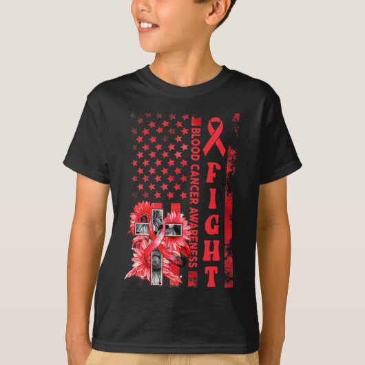 Kampf USA Flaggen Sonnenblumen Christlicher Blutkr T-Shirt (Vorderseite)