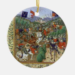 Kampf von Agincourt, am 25. Oktober 1415 (w/c auf Keramikornament