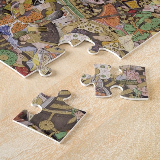 Kampf von Bundi, vom Akbarnama, c.1590 (gouac Puzzle (Seite)