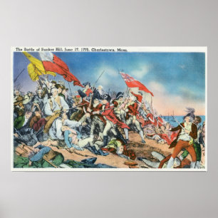 Kampf von Bunker Hill-Szene - Charlestown, MA Poster