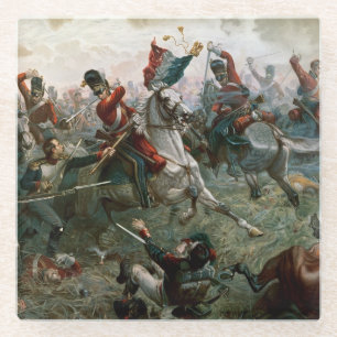 Kampf von Waterloo 1898 am 18. Juni 1815 (Farbe L Glasuntersetzer