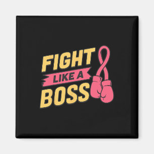 Kampf wie ein rosa Bossrosa-Ribbon-Boxing Brustkre Magnet