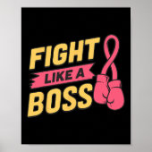 Kampf wie ein rosa Bossrosa-Ribbon-Boxing Brustkre Poster (Vorne)