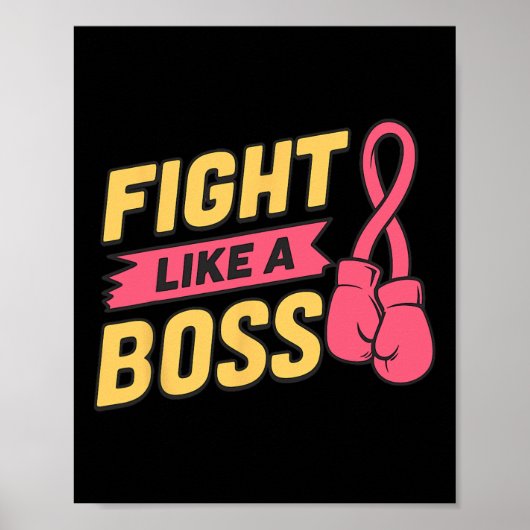 Kampf wie ein rosa Bossrosa-Ribbon-Boxing Brustkre Poster (Vorne)
