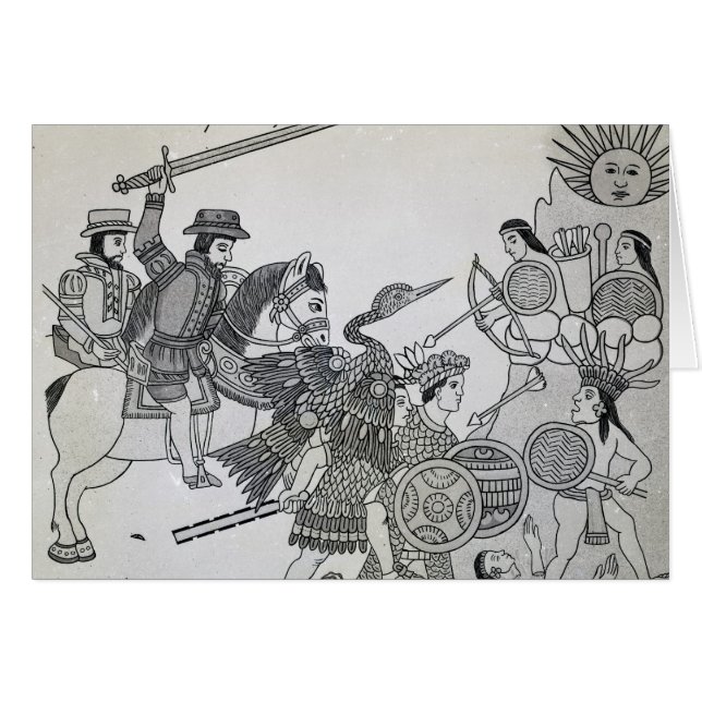 Kampf zwischen dem Spanischen und den Azteken (Vorderseite (Horizontal))