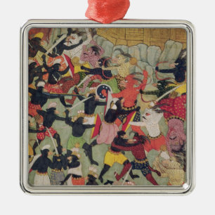 Kampf zwischen den Armeen von Rama und Ravana Ornament Aus Metall