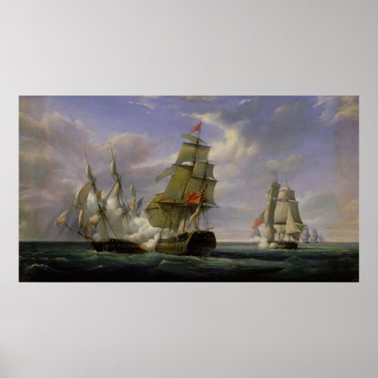 Kampf zwischen der französischen Frigate 'La Canon Poster (Vorne)
