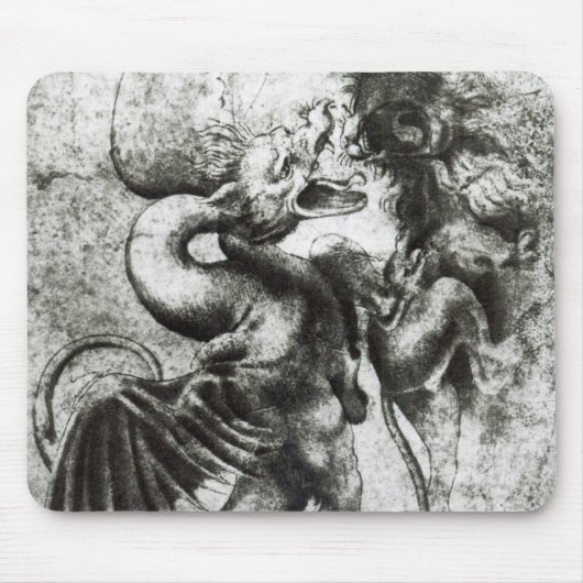 Kampf zwischen einem Drachen und einem Löwe Mousepad (Vorne)