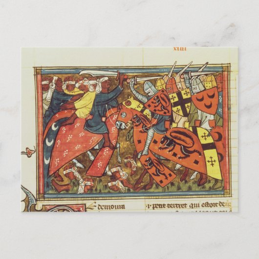 Kampf zwischen Kreuzfahrern und Moslems Postkarte (Vorderseite)