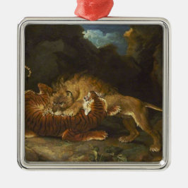 Kampf zwischen Löwen und Tiger Ornament Aus Metall