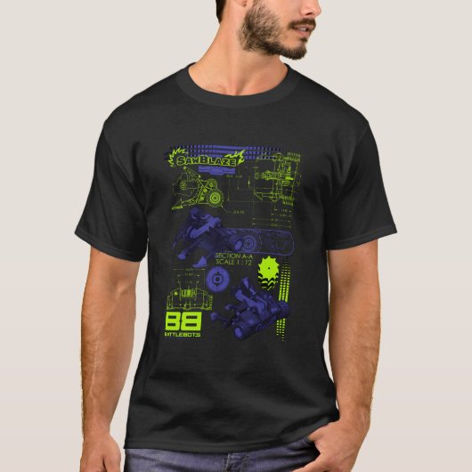 Kampfbots Sawblaze-Schlachtpläne T-Shirt (Vorderseite)
