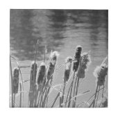 Kämpfe am Teich in Schwarz und Weiß Fliese (Vorderseite)