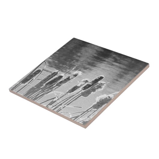 Kämpfe am Teich in Schwarz und Weiß Fliese (Seite)