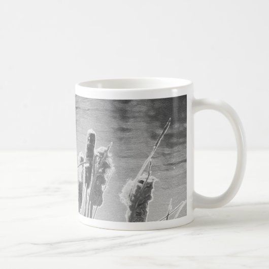 Kämpfe am Teich in Schwarz und Weiß Kaffeetasse (Rechts)