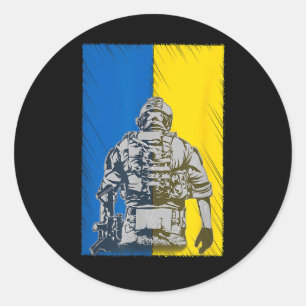 Kämpfe für die Ukraine - ukrainischer Soldat in Ve Runder Aufkleber